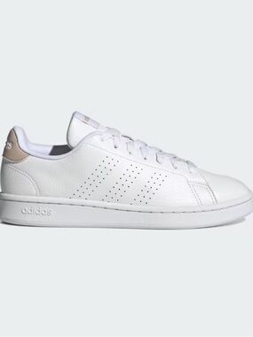 adidas White Low-Top Advantage Sneakers with Subtle Pink Heel (Stan Smith Style)